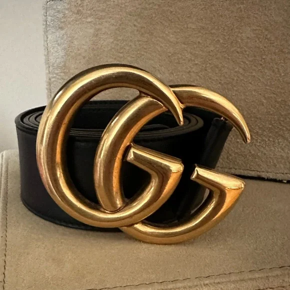 Gucci Black Leather Belt with Antiqued Gold Double G Buckle s-l400.jpg main image 4